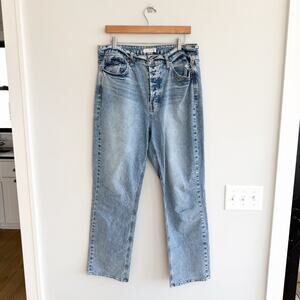 Unpublished Denim High Rise Pockets Button-Fly Straight Jeans Blue 32